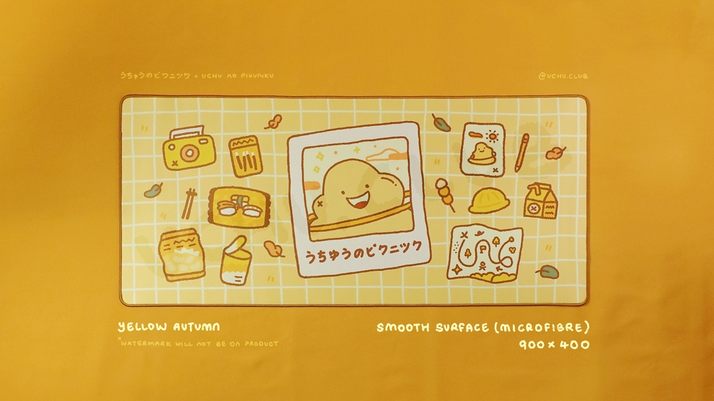 Uchu no Pikuniku by Uchu.Club Desk Mat GB, Yellow Autumn, Large, Smooth surface