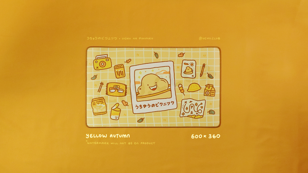 Uchu no Pikuniku by Uchu.Club Desk Mat GB, Yellow Autumn, Medium, Smooth surface